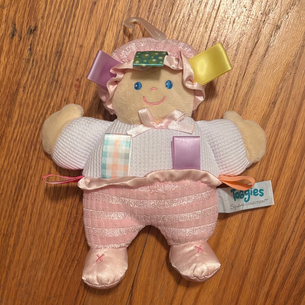Taggies Pink and Cream Plush Doll with Colorful Tags